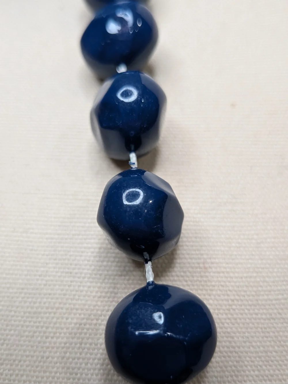Vintage Deep Cobalt Navy Blue Freeform Nugget Bead Necklace